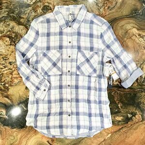 Seven 7 blouse blue lavender small roll up sleeve